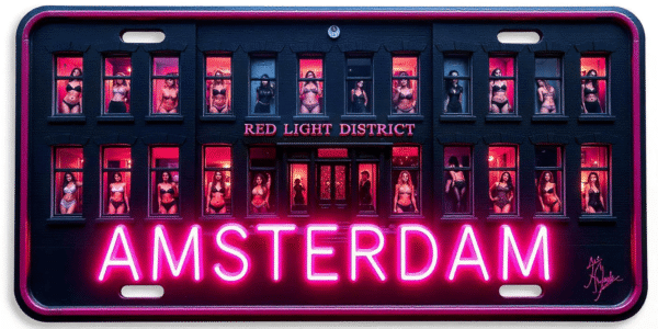 L-006 Amsterdam Red Light District Neon Sign Plate